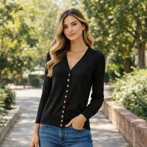 Zenana Outfitters Black Cardigan Size M Lightweight Open Front Sweater